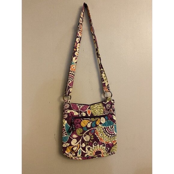 Vera Bradley Cross Over Purse Purple Paisley Quilted Hipster Purse Bag 10 X 11 - Picture 6 of 12